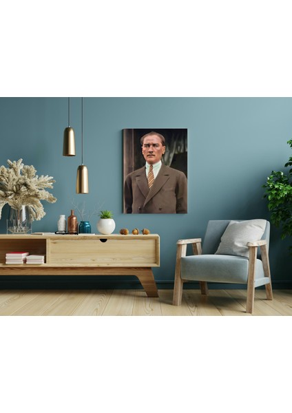 Mustafa Kemal Atatürk Kahverengi Takımı ile - Ahşap Mdf Tablo modelleri