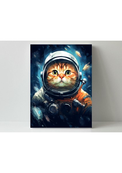 Astronot Sarı Kedi - Ahşap Mdf Tablo fiyatları