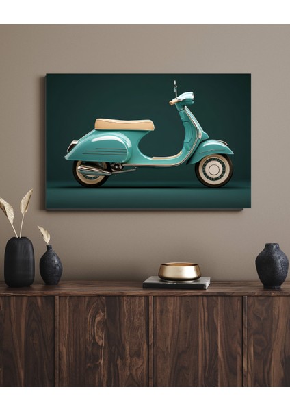 Mavi Klasik Motor Yandan - Ahşap Mdf Tablo fırsatları
