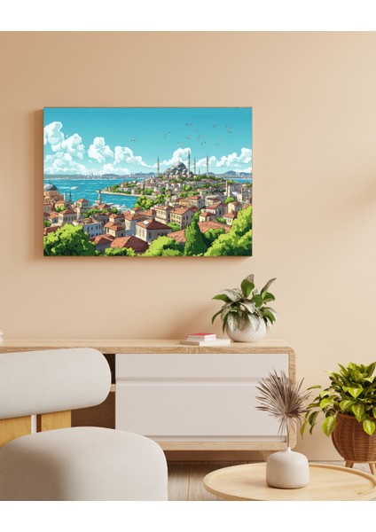 Mavi Yeşil Istanbul Manzarası