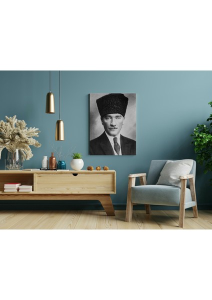 Atatürk Kalpaklı Siyah Beyaz Kolye - Ahşap Mdf Tablo modelleri