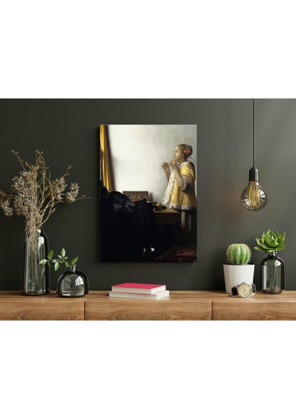 Jan Vermeer Van Delft - Young Woman With A Pearl Necklace- Ahşap Mdf Tablo