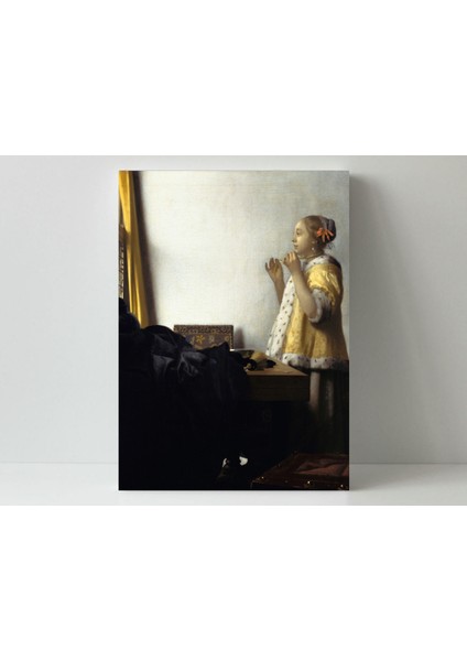 Jan Vermeer Van Delft - Young Woman With A Pearl Necklace- Ahşap Mdf Tablo fiyatları