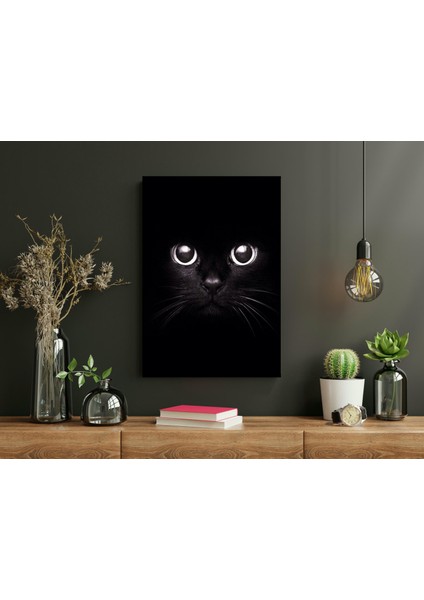 Siyah Kedi Göz Detayı -Ahşap Mdf Tablo fiyatları