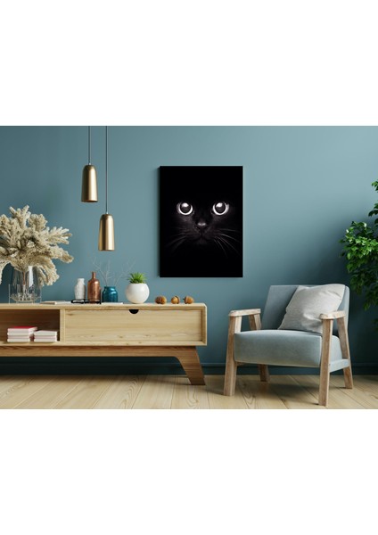 Siyah Kedi Göz Detayı -Ahşap Mdf Tablo modelleri