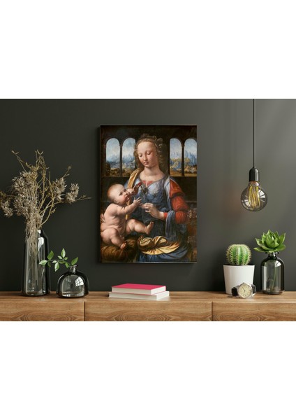 Leonardo Da Vinci - Karanfiller Meryemi- Ahşap Mdf Tablo