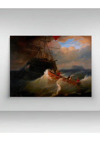 Andreas Achenbach -Retrieving The Stern Boat - Ahşap Mdf Tablo