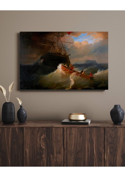 Andreas Achenbach -Retrieving The Stern Boat - Ahşap Mdf Tablo fırsatları