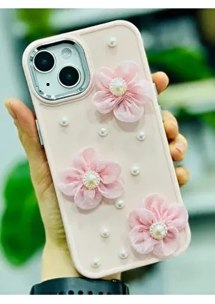 Iphone 13 - 14 ve 15 Uyumlu Tül Çiçek Oyuncak Tasarımlı Esnek Silikon Kılıfı