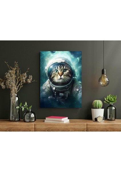 Astronot Kedi - Ahşap Mdf Tablo