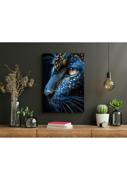 Altın Motifli Siyah Kedi -Ahşap Mdf Tablo