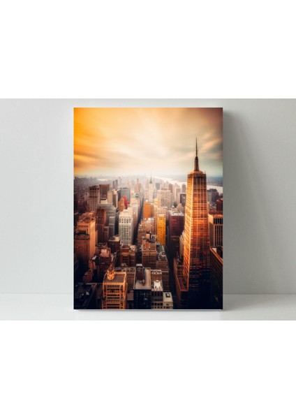 New York Sarı Gökyüzü - Ahşap Mdf Tablo fırsatları