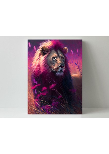 Pembe Neon Aslan -Ahşap Mdf Tablo fiyatları