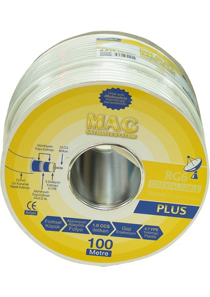 Rg6-U4 Plus Trishield Anten Kablosu 100 Metre fiyatları