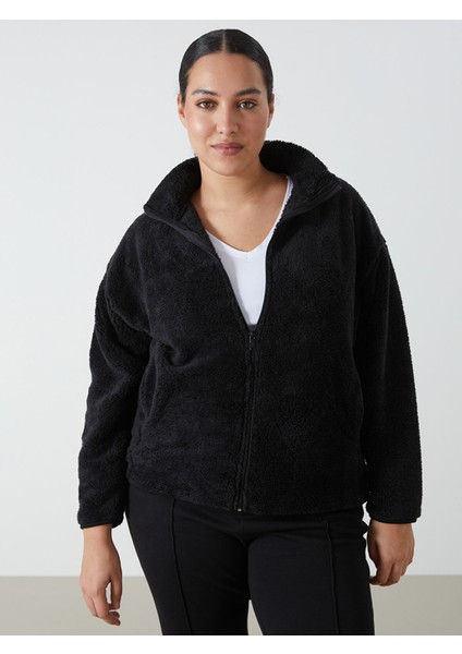 Yeni Sezon Dik Yaka Pelüş Kadın Fermuarlı Sweatshirt fiyatları