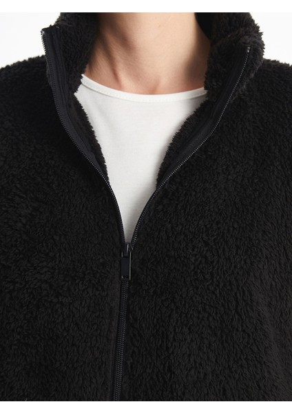 Yeni Sezon Dik Yaka Pelüş Kadın Fermuarlı Sweatshirt fırsatları
