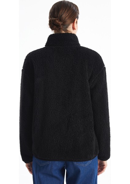 Yeni Sezon Dik Yaka Pelüş Kadın Fermuarlı Sweatshirt indirimleri