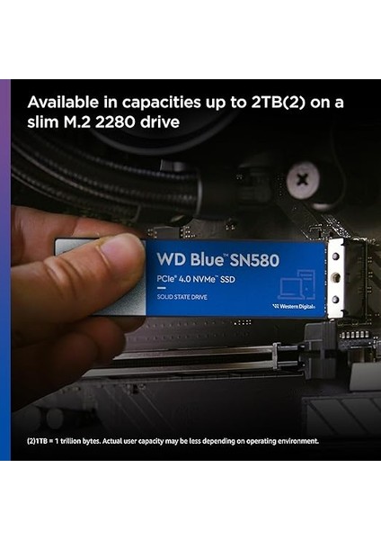 Digital Wd Blue SN580 Nvme SSD 250 GB (Pcie Gen4 X4, 4.000 Mb/s'ye Kadar Okuma, M.2 2280, Ncache 4.0 Teknolojisi) Mavi modelleri