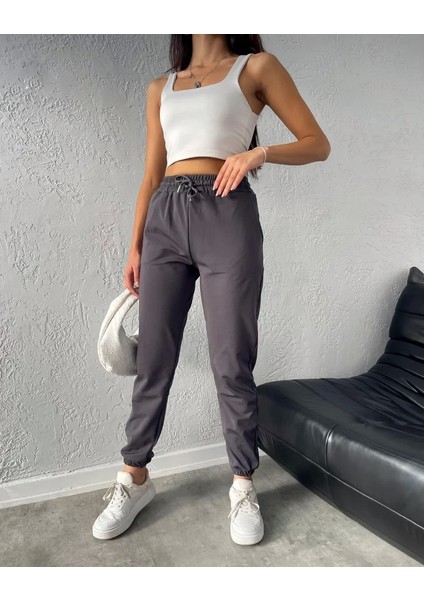 Kadın Dalgıç Kumaş Kışlık Polarlı Jogger Yüksek Bel Cepli Lacivert Eşofman Altı fiyatları