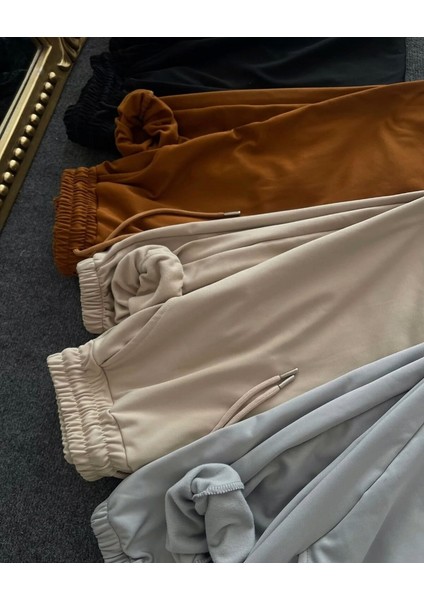 Kadın Dalgıç Kumaş Kışlık Polarlı Jogger Yüksek Bel Cepli Lacivert Eşofman Altı indirimleri