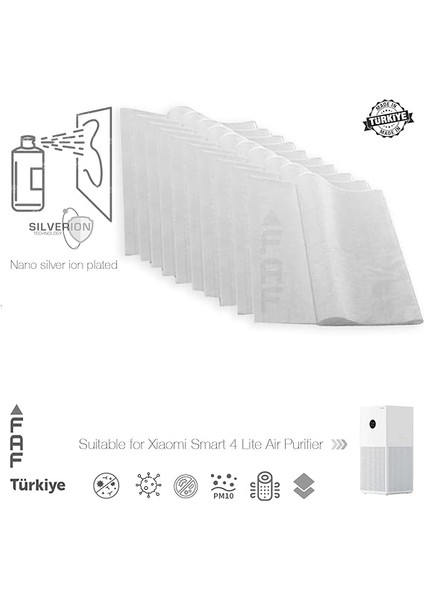 Fresh Air Filter 10 Adet Xiaomi Smart Purifier 4 Lite Ile Uyumlu Filtre Üstüne Uyumlu Gümüş Iyonlu Elektrostatik Toz Tutucu Ön Filtre fiyatları