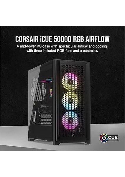 CC-9011242-WW Icue 5000D Rgb Airflow 3XAF120 Mid-Tower Siyah Gaming Kasa fiyatları