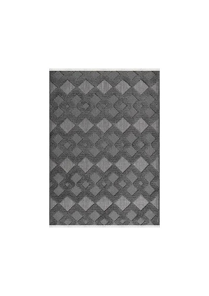 Conde Geometrik Antrasit Polyester Kaydırmaz Tabanlı Makine Halısı
