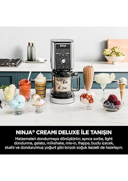 Creami Deluxe 10 In 1 Dondurma ve Frozen Makinesi, 10 Programlı, Dondurma, Light Dondurma, Gelato, Frozen Içecek, Sorbet, Donmuş Yoğurt, Milkshake, Slushi, Frappe, Mix-In modelleri