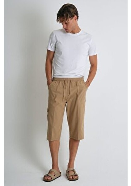 Erkek Kargo Cep %100 Pamuk Keten Görünümlü Kapri E207 modelleri