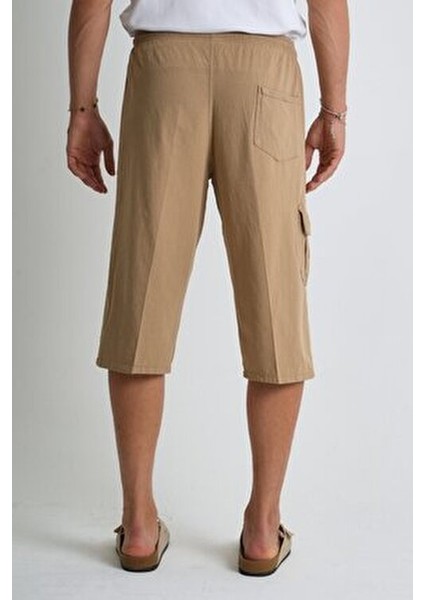 Erkek Kargo Cep %100 Pamuk Keten Görünümlü Kapri E207 fırsatları