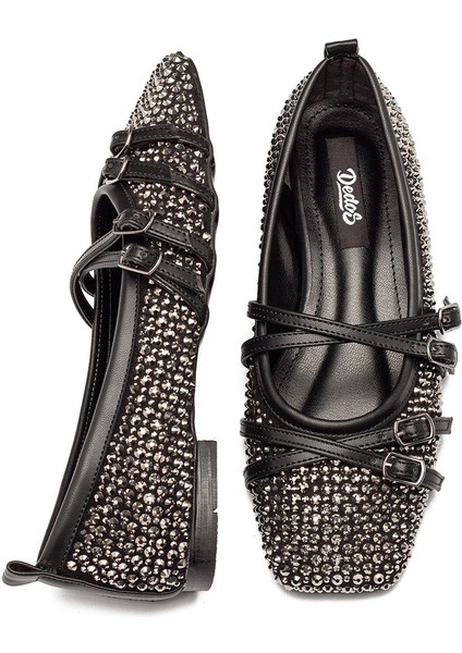 Kadın Taşlı Bantlı Babet Ayakkabı 2215 modelleri