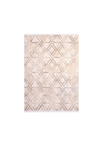 Tobarra Modern Krem Viskon ve Akrilik Pamuk Tabanlı Makine Halısı