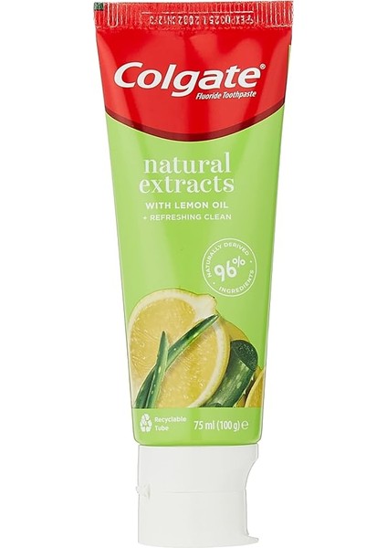 Natural Extracts Limon Yağı ve Aloe Vera Özlü Tazeleyici Temizlik Diş Macunu 75 ml