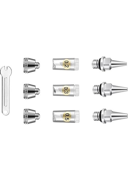 Airbrush Püskürtücü Temizleme Onarım Aracı Kiti Paslanmaz Çelik Iğne Fırça Seti 0.2mm, 0.3mm, 0.5mm Iğne modelleri