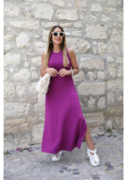 Yeşil Arkası Çapraz Yırtmaçlı Maxi Boy Elbise fiyatları