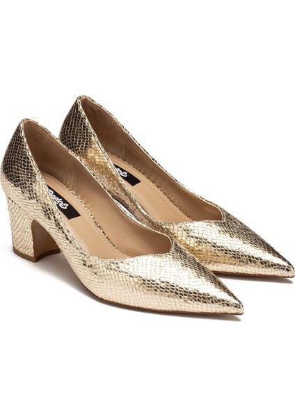 Kadın Yılan Desenli Gündelik Topuklu Ayakkabı 5000