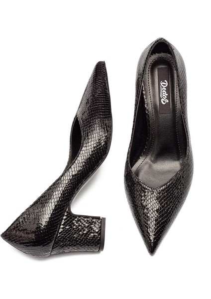 Kadın Yılan Desenli Gündelik Topuklu Ayakkabı 5000 modelleri