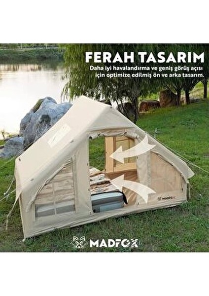 Madfox Bigless Glamping Cotton Inflatable Şişme Çadır [ Baca Çıkışlı ]