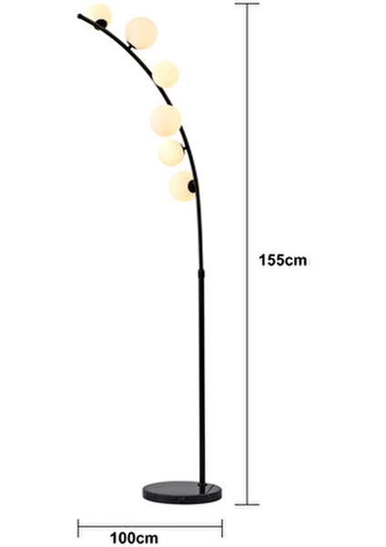 Felin Siyah 6 Cam Başlıklı Deve Boynu Lambader