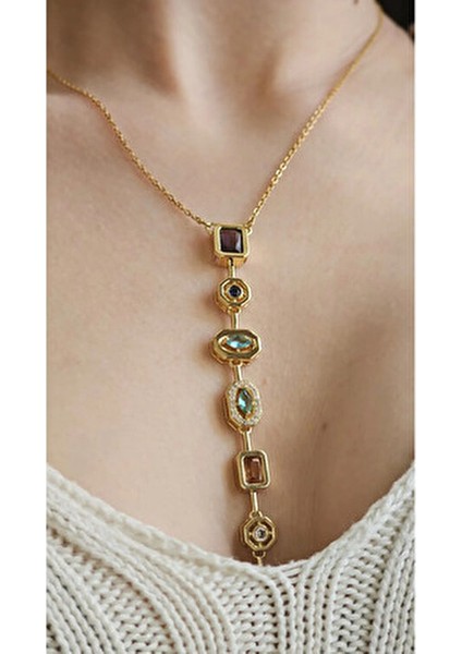 Renkli Taş Modeli Çelik Y Kolye – Y Şekilli, Renkli Taşlı fiyatları