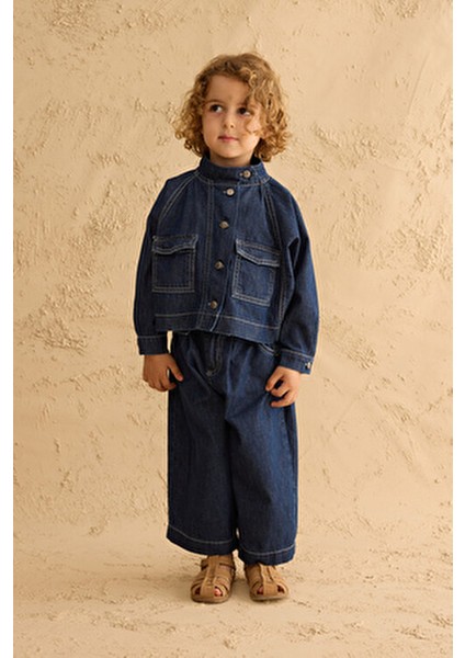 Bomber Denim Ceket Koyu Mavi