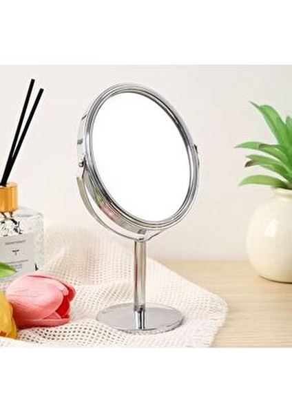 Oval Masaüstü Ayaklı 360° Dönebilen, Işyeri, Seyahat Için Mini Krom Ayna 15X25CM modelleri