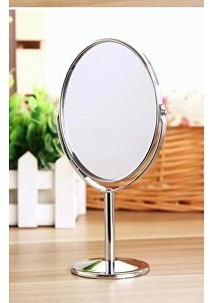 Oval Masaüstü Ayaklı 360° Dönebilen, Işyeri, Seyahat Için Mini Krom Ayna 15X25CM indirimleri
