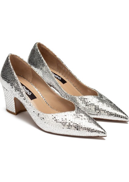 Kadın Yılan Desenli Gündelik Topuklu Ayakkabı 5000