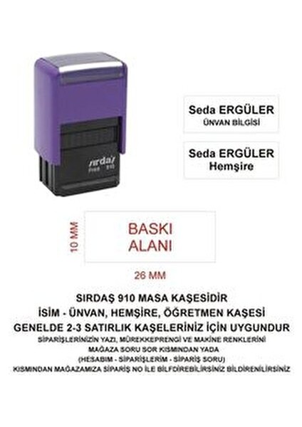 910 Isim Ünvan Kaşesi - Mor Makina