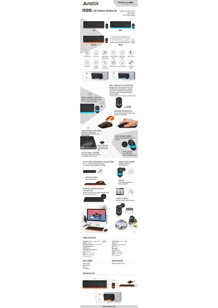 A4 Tech Klavye Set FG1010 2.4g Gri Optik Mouse fırsatları