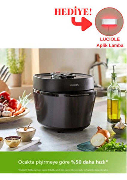 5lt Hızlı Özel Pişirme Programı Tasarım Ödüllü Akıllı Düdüklü Tencere -Lambader Hediye!