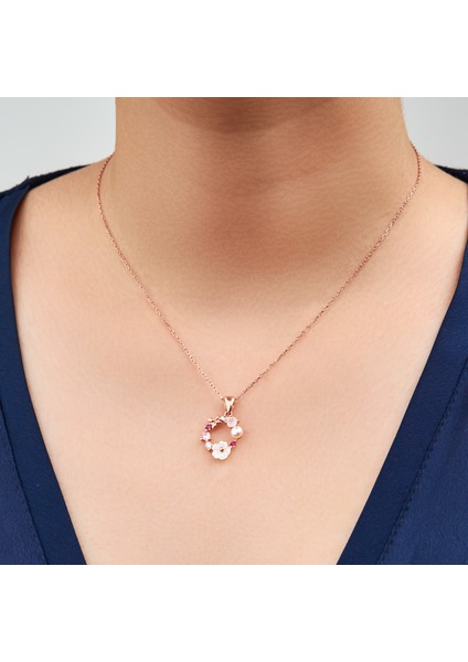 925 Ayar Rose Kaplama Manolya Çiçekli Gümüş Kolye fiyatları