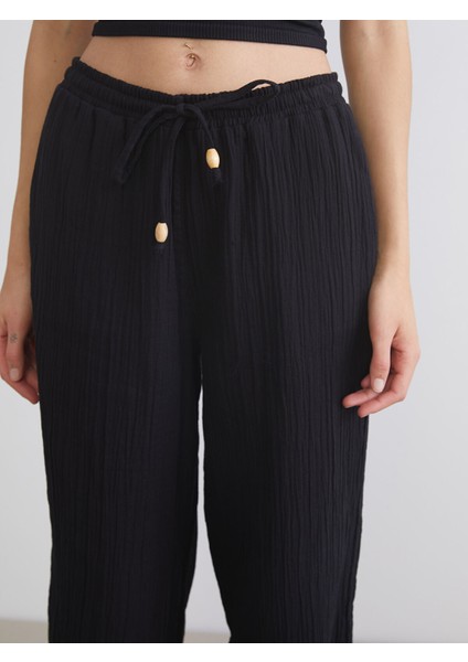 Yeni Sezon Beli Lastikli Dokulu Müslin Kadın Pantolon indirimleri