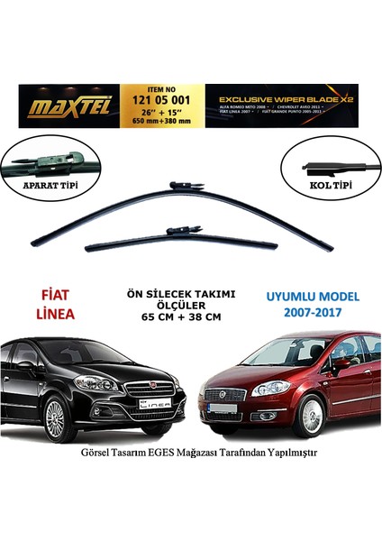 Fiat Linea (2007-2017) Ön Silecek Süpürgesi 650MM + 380MM